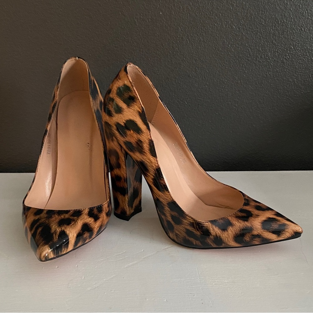 Size 8 Leopard Block Heels